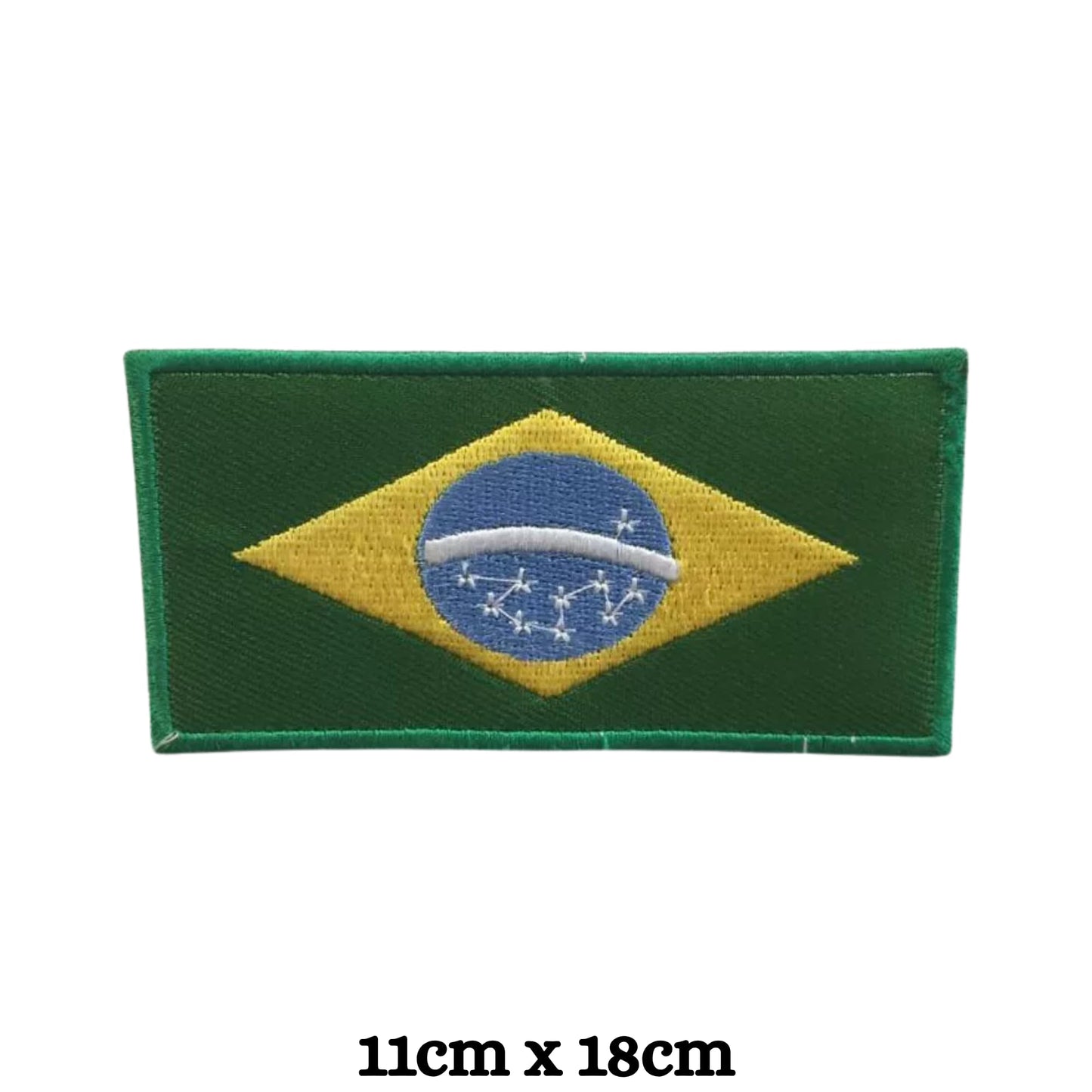 Brazil Flag Embroidered Patches, Iron-On/Sew-On Applique, Shield, Round, Heart and Rectangle Flag Badges for Jackets, Bags, Uniforms, Various Sizes