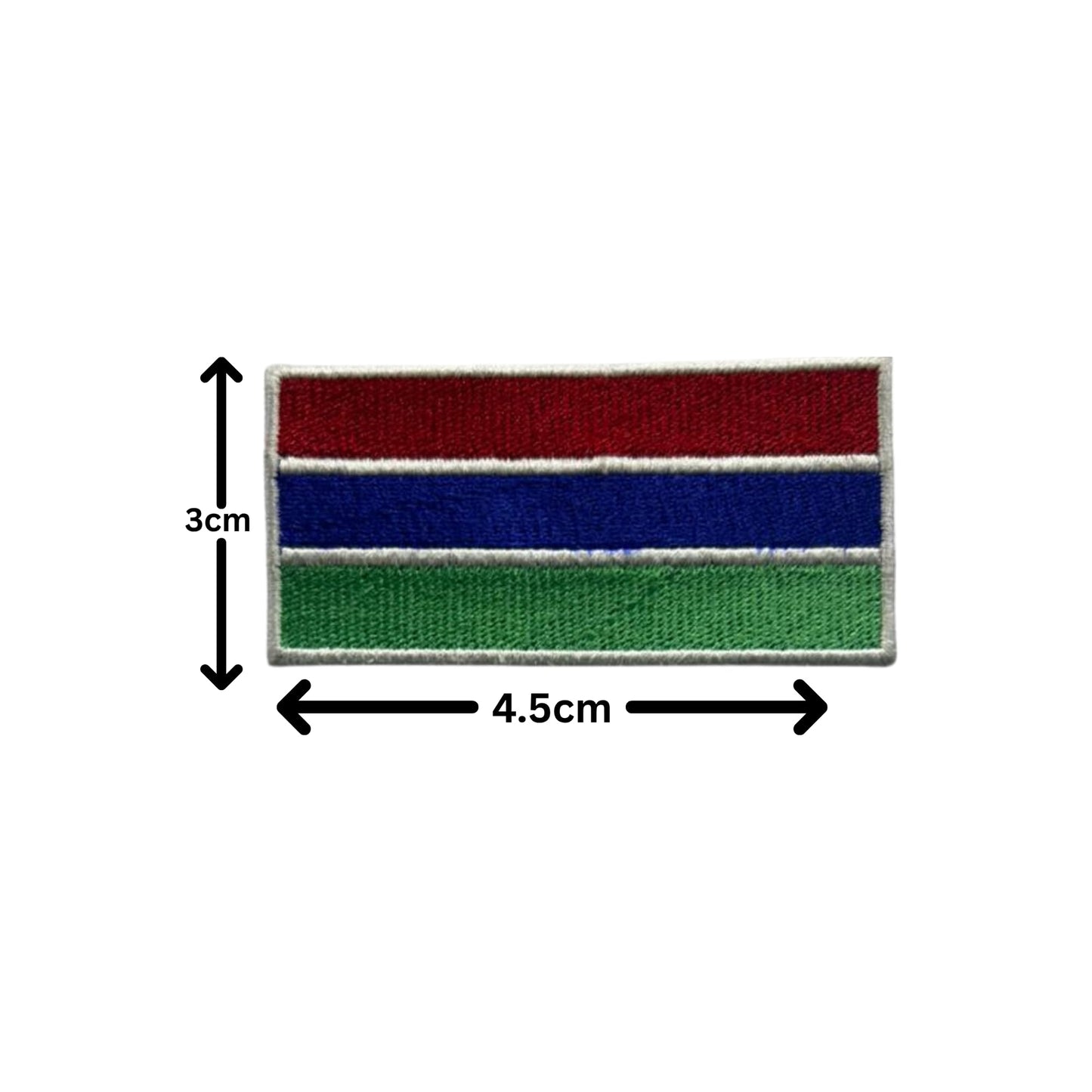 Gambia Flag Embroidered Patch Set, Iron-On or Sew-On Applique Badges, Rectangle Shield Round Heart Shapes, for Jackets, Backpacks, Hats, Uniforms and Various Sizes