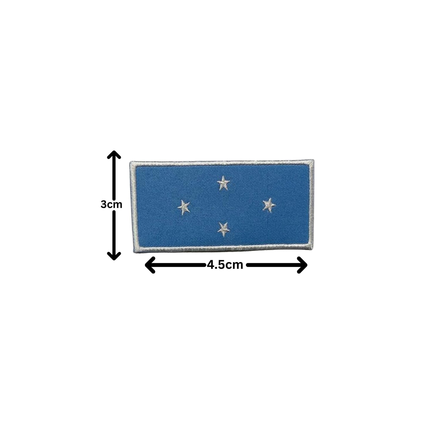 Micronesia Flag Embroidered Patch Set, Iron-On or Sew-On Applique Badges, Rectangle Shield Round Heart Shapes, for Jackets, Backpacks, Hats, Uniforms and Various Sizes