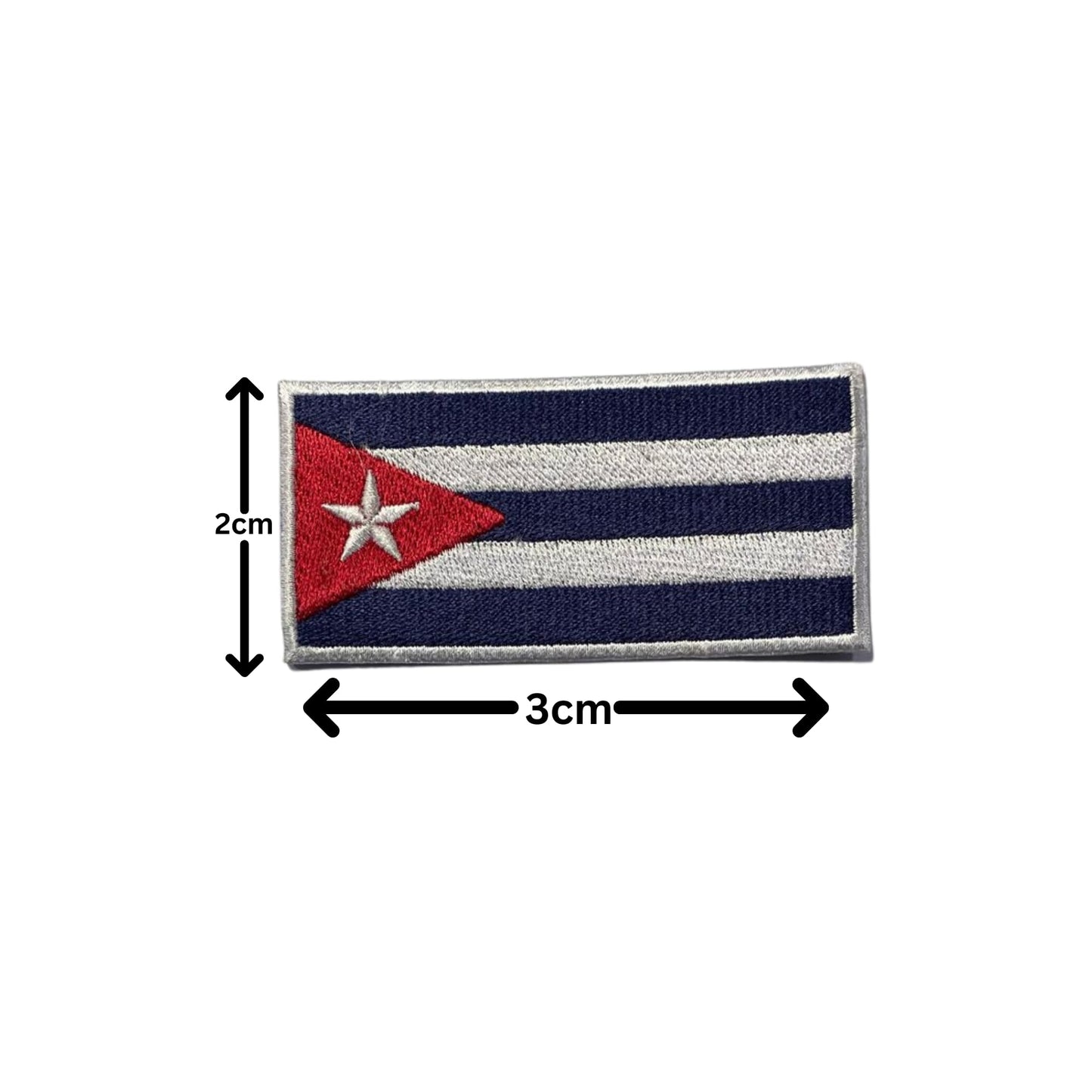 Cuba Flag Embroidered Patch Set, Iron-On or Sew-On Applique Badges, Rectangle Shield Round Heart Shapes, for Jackets, Backpacks, Hats, Uniforms and Various Sizes