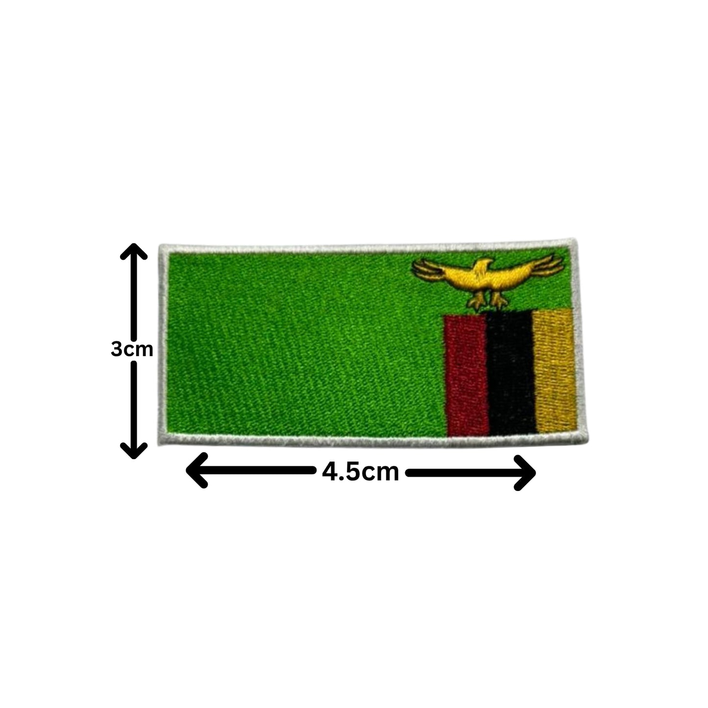 Zambia Flag Embroidered Patch Set, Iron-On or Sew-On Applique Badges, Rectangle Shield Round Heart Shapes, for Jackets, Backpacks, Hats, Uniforms and Various Sizes