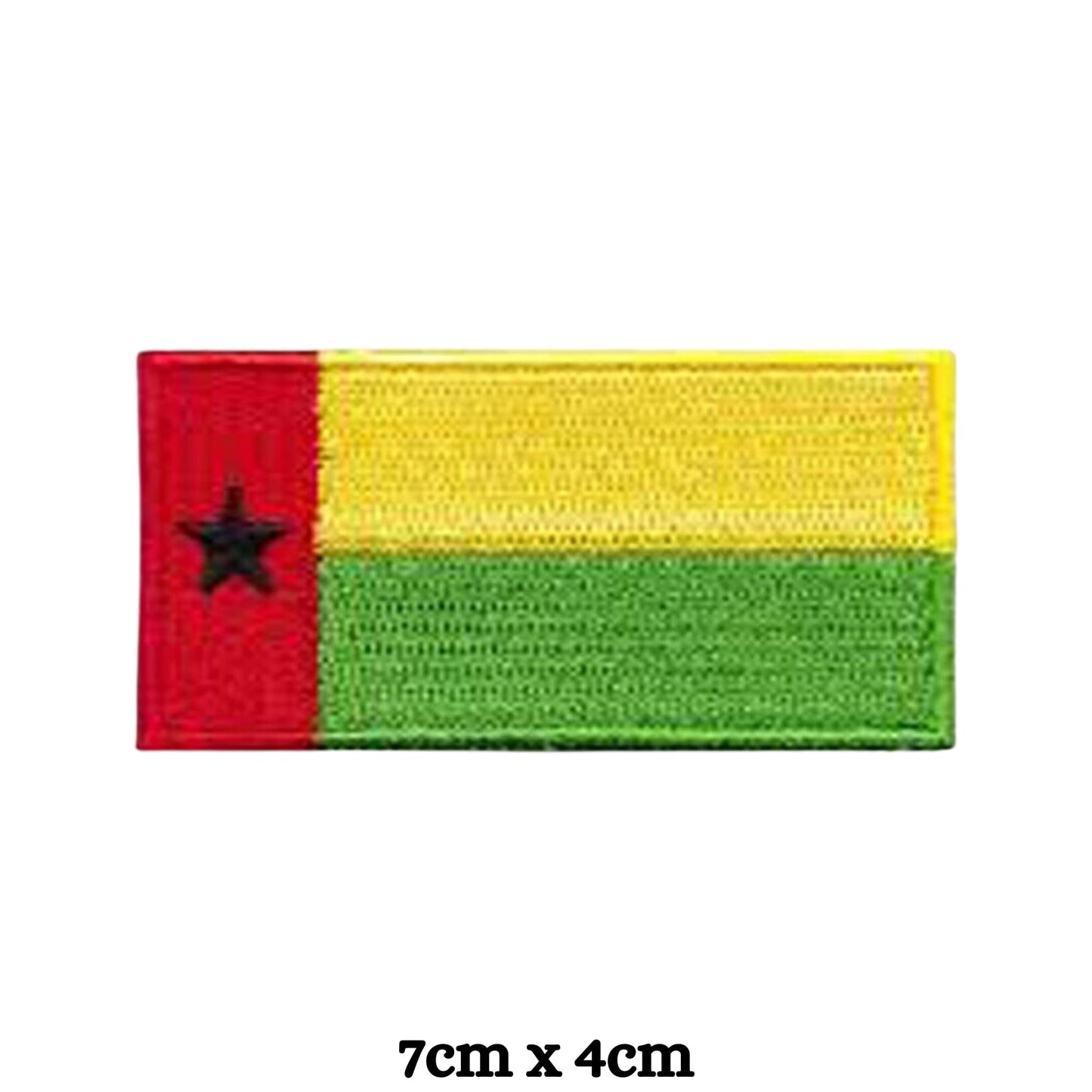 Guinea-Bissau Flag Embroidered Patch Set, Iron-On or Sew-On Applique Badges, Rectangle Shield Round Heart Shapes, for Jackets, Backpacks, Hats, Uniforms and Various Sizes