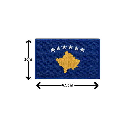 Kosovo Flag Embroidered Patch Set, Iron-On or Sew-On Applique Badges, Rectangle Shield Round Heart Shapes, for Jackets, Backpacks, Hats, Uniforms and Various Sizes