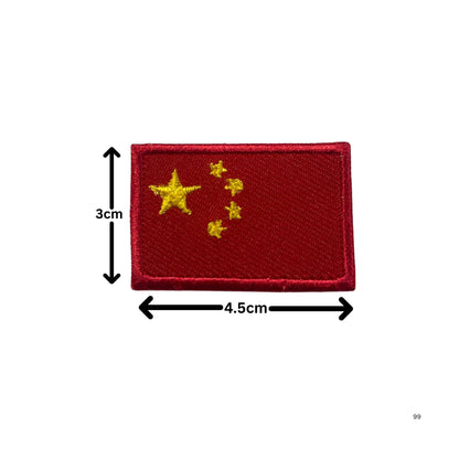 China Flag Embroidered Patch Set, Iron-On or Sew-On Applique Badges, Rectangle Shield Round Heart Shapes, for Jackets, Backpacks, Hats, Uniforms and Various Sizes