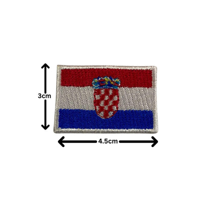 BeBuz Croatia Flag Embroidered Patches, Iron-On/Sew-On Applique, Shield, Round, Heart and Rectangle Flag Badges for Jackets, Bags, Uniforms, Various Sizes