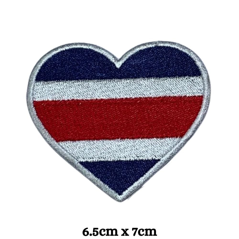 Costa Rica Flag Embroidered Patch Set, Iron-On or Sew-On Applique Badges, Rectangle Shield Round Heart Shapes, for Jackets, Backpacks, Hats, Uniforms and Various Sizes