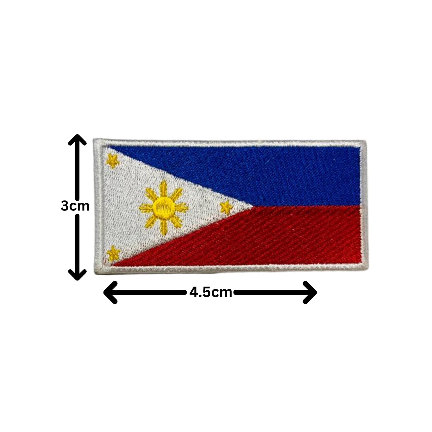 Philippines Flag Embroidered Patch Set, Iron-On or Sew-On Applique Badges, Rectangle Shield Round Heart Shapes, for Jackets, Backpacks, Hats, Uniforms and Various Sizes