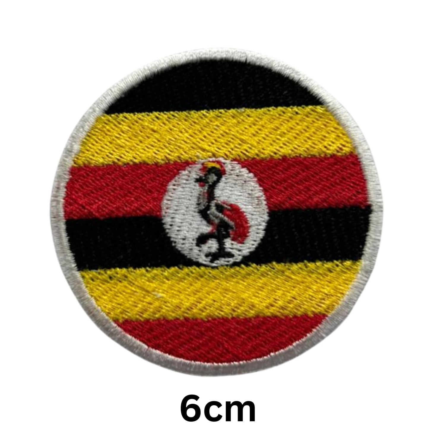 Uganda Flag Embroidered Patch Set, Iron-On or Sew-On Applique Badges, Rectangle Shield Round Heart Shapes, for Jackets, Backpacks, Hats, Uniforms and Various Sizes