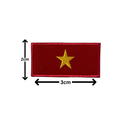 Vietnam Flag Embroidered Patch Set, Iron-On or Sew-On Applique Badges, Rectangle Shield Round Heart Shapes, for Jackets, Backpacks, Hats, Uniforms and Various Sizes