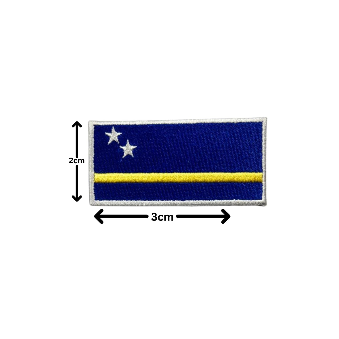 Curacao Flag Embroidered Patches, Iron-On/Sew-On Applique, Shield, Round, Heart and Rectangle Flag Badges for Jackets, Bags, Uniforms, Various Sizes