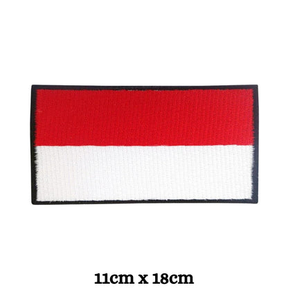 Indonesia Flag Embroidered Patch Set, Iron-On or Sew-On Applique Badges, Rectangle Shield Round Heart Shapes, for Jackets, Backpacks, Hats, Uniforms and Various Sizes