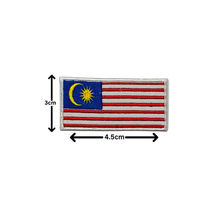 Malaysia Flag Embroidered Patch Set, Iron-On or Sew-On Applique Badges, Rectangle Shield Round Heart Shapes, for Jackets, Backpacks, Hats, Uniforms and Various Sizes