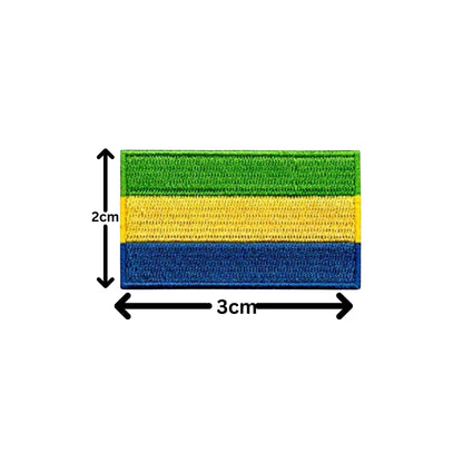 Gabon Flag Embroidered Patch Set, Iron-On or Sew-On Applique Badges, Rectangle Shield Round Heart Shapes, for Jackets, Backpacks, Hats, Uniforms and Various Sizes