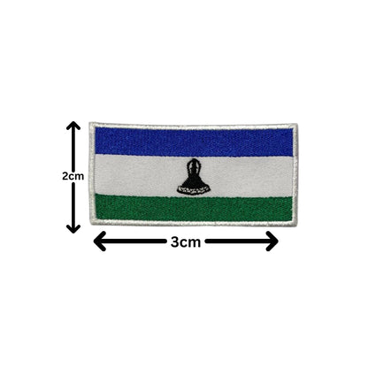 Lesotho Flag Embroidered Patch Set, Iron-On or Sew-On Applique Badges, Rectangle Shield Round Heart Shapes, for Jackets, Backpacks, Hats, Uniforms and Various Sizes