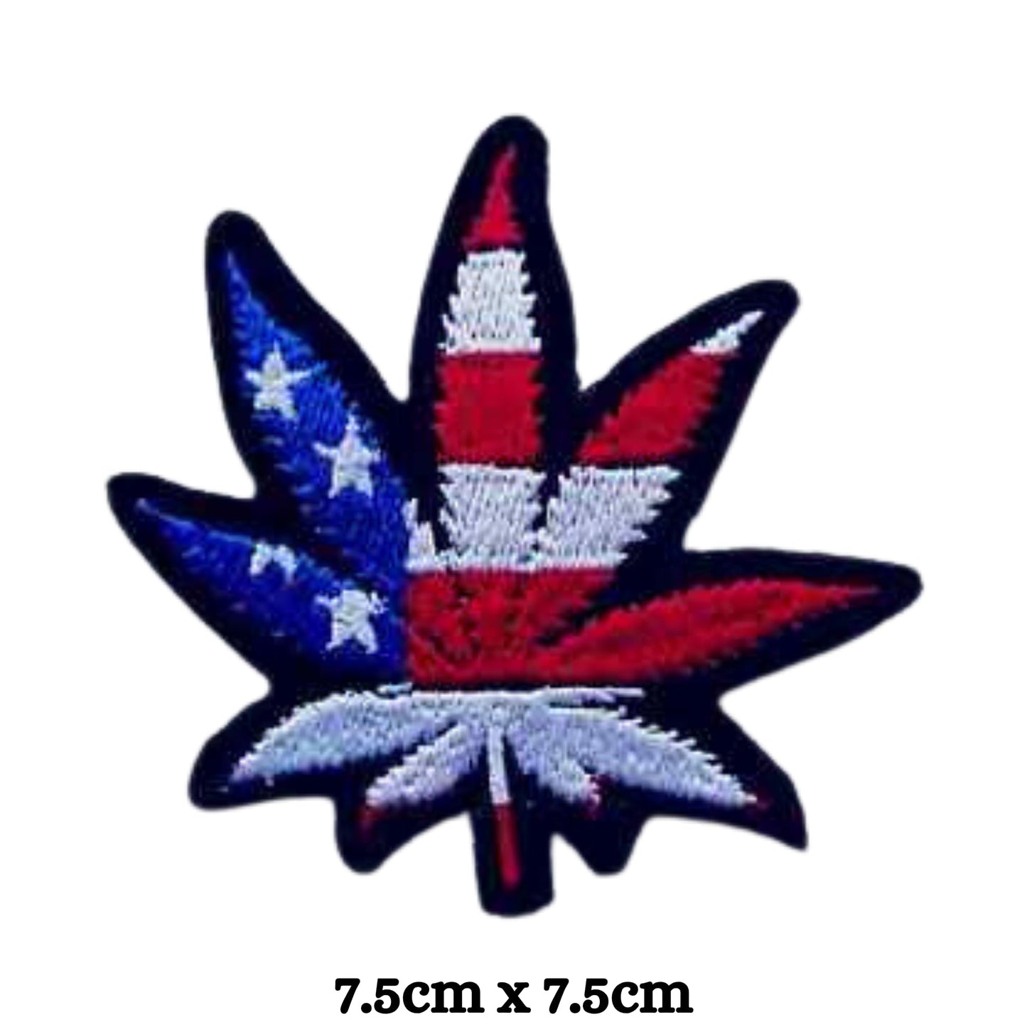 Marijuana Leaf American Flag Embroidery Iron-On Patches for Clothing Sew-On Applique for DIY Crafts Denim Jackets Jeans Backpacks