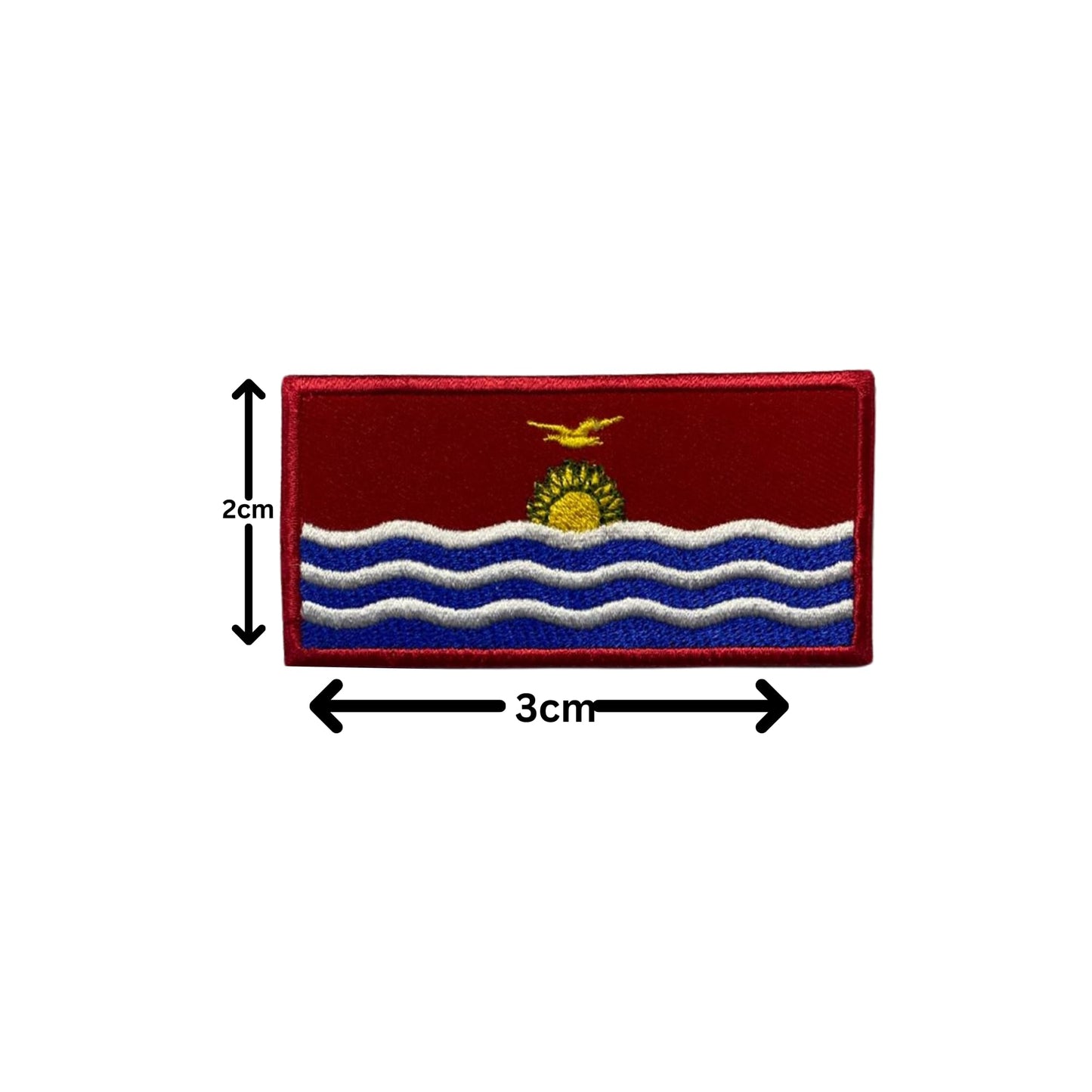 Kiribati Flag Embroidered Patch Set, Iron-On or Sew-On Applique Badges, Rectangle Shield Round Heart Shapes, for Jackets, Backpacks, Hats, Uniforms and Various Sizes