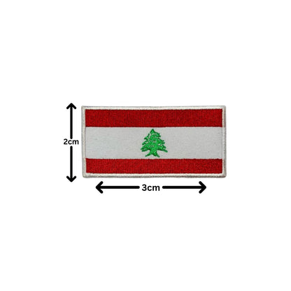 Lebanon Flag Embroidered Patch Set, Iron-On or Sew-On Applique Badges, Rectangle Shield Round Heart Shapes, for Jackets, Backpacks, Hats, Uniforms and Various Sizes