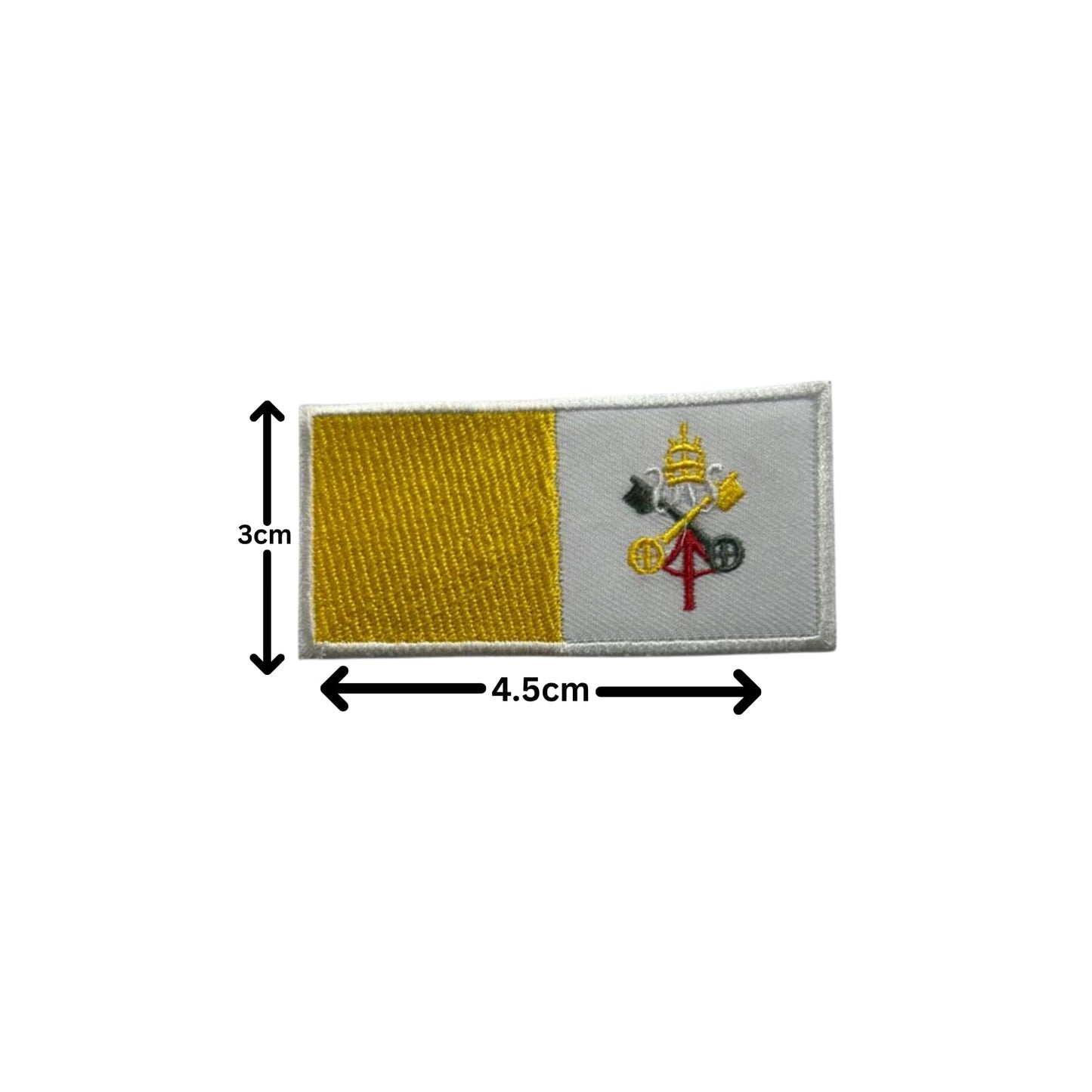 Vatican City Flag Embroidered Patch Set, Iron-On or Sew-On Applique Badges, Rectangle Shield Round Heart Shapes, for Jackets, Backpacks, Hats, Uniforms and Various Sizes