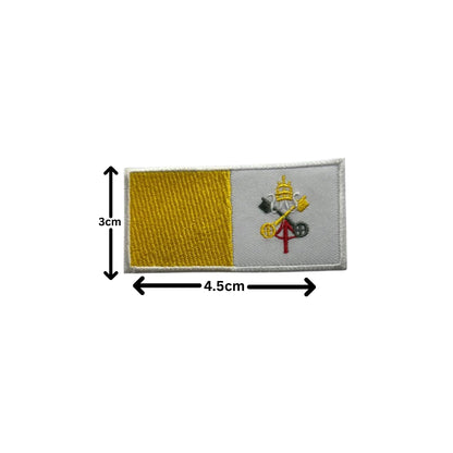 Vatican City Flag Embroidered Patch Set, Iron-On or Sew-On Applique Badges, Rectangle Shield Round Heart Shapes, for Jackets, Backpacks, Hats, Uniforms and Various Sizes
