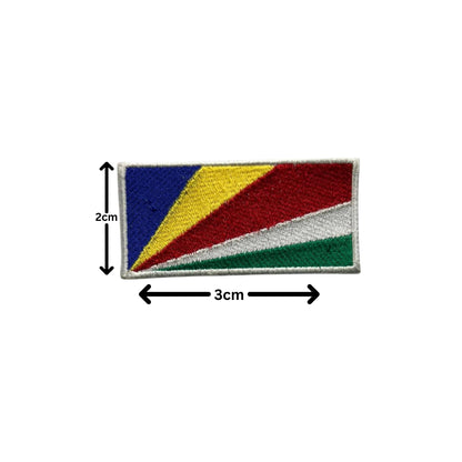 Seychelles Flag Embroidered Patch Set, Iron-On or Sew-On Applique Badges, Rectangle Shield Round Heart Shapes, for Jackets, Backpacks, Hats, Uniforms and Various Sizes