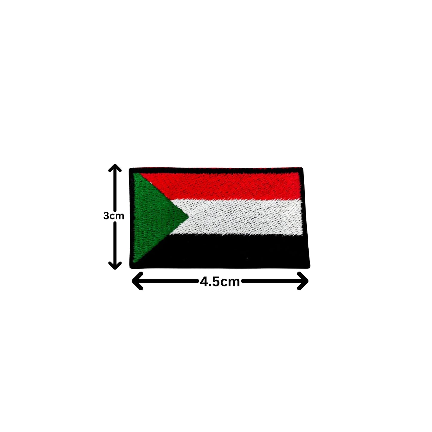 Sudan Flag Embroidered Patch Set, Iron-On or Sew-On Applique Badges, Rectangle Shield Round Heart Shapes, for Jackets, Backpacks, Hats, Uniforms and Various Sizes