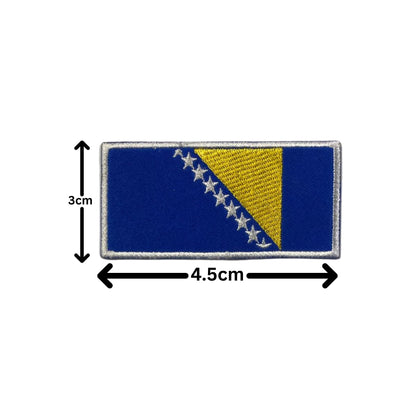 BeBuz Bosnia Flag Embroidered Patch – Iron On or Sew On Bosnian Badge – Choose Your Shape & Size – Rectangle, Shield, Round, Heart – Bosnia and Herzegovina Patch for Jacket, Backpack, Hat, Clothing