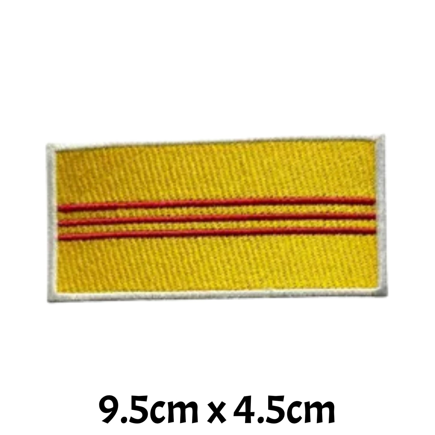 South Vietnam Flag Embroidered Patch Set, Iron-On or Sew-On Applique Badges, Rectangle Shield Round Heart Shapes, for Jackets, Backpacks, Hats, Uniforms and Various Sizes