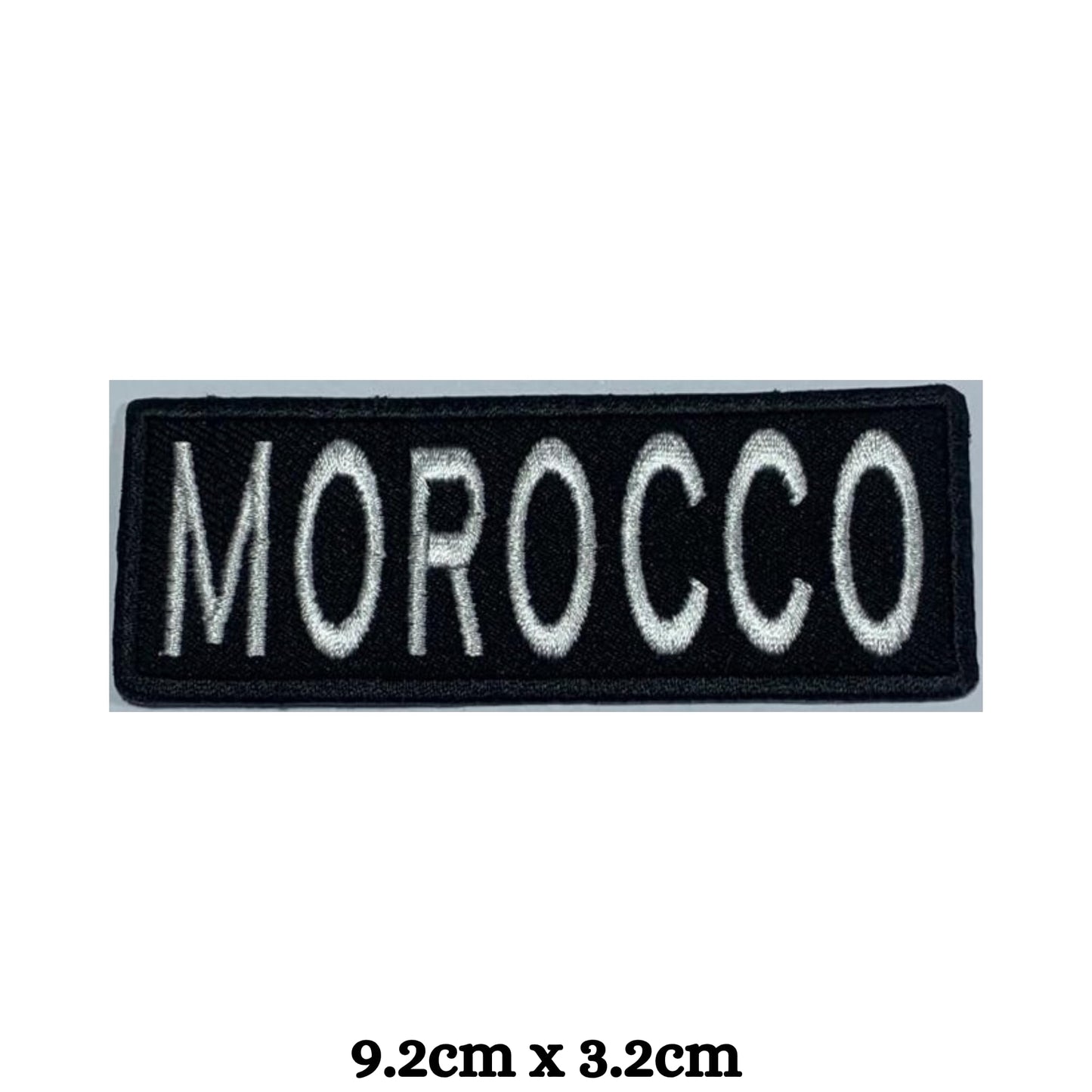 Morocco Flag Embroidered Patches, Iron-On/Sew-On Applique, Shield, Round, Heart and Rectangle Flag Badges for Jackets, Bags, Uniforms, Various Sizes