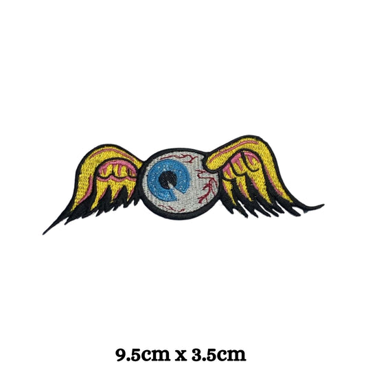 Flying Eye Embroidery Iron-On Patches for Clothing Sew-On Applique for DIY Crafts Denim Jackets Jeans Backpacks