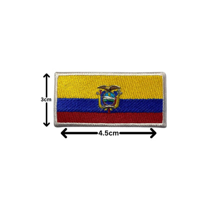 Ecuador Flag Embroidered Patches, Iron-On/Sew-On Applique, Shield, Round, Heart and Rectangle Flag Badges for Jackets, Bags, Uniforms, Various Sizes
