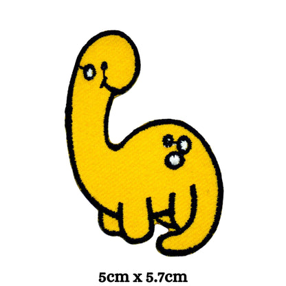 Yellow Dinosaur Animal Embroidery Iron-On Patches for Clothing Sew-On Applique for DIY Crafts Denim Jackets Jeans Backpacks