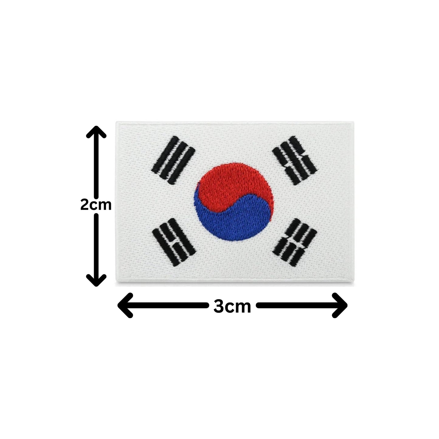 South Korea Flag Embroidered Patches, Iron-On/Sew-On Applique, Shield, Round, Heart and Rectangle Flag Badges for Jackets, Bags, Uniforms, Various Sizes