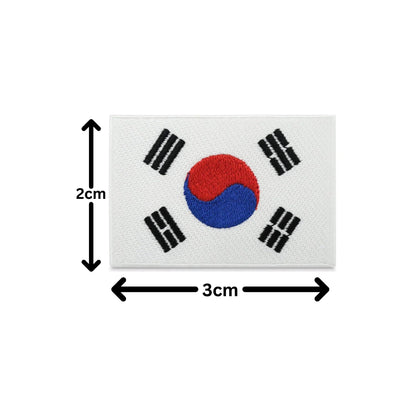 South Korea Flag Embroidered Patches, Iron-On/Sew-On Applique, Shield, Round, Heart and Rectangle Flag Badges for Jackets, Bags, Uniforms, Various Sizes