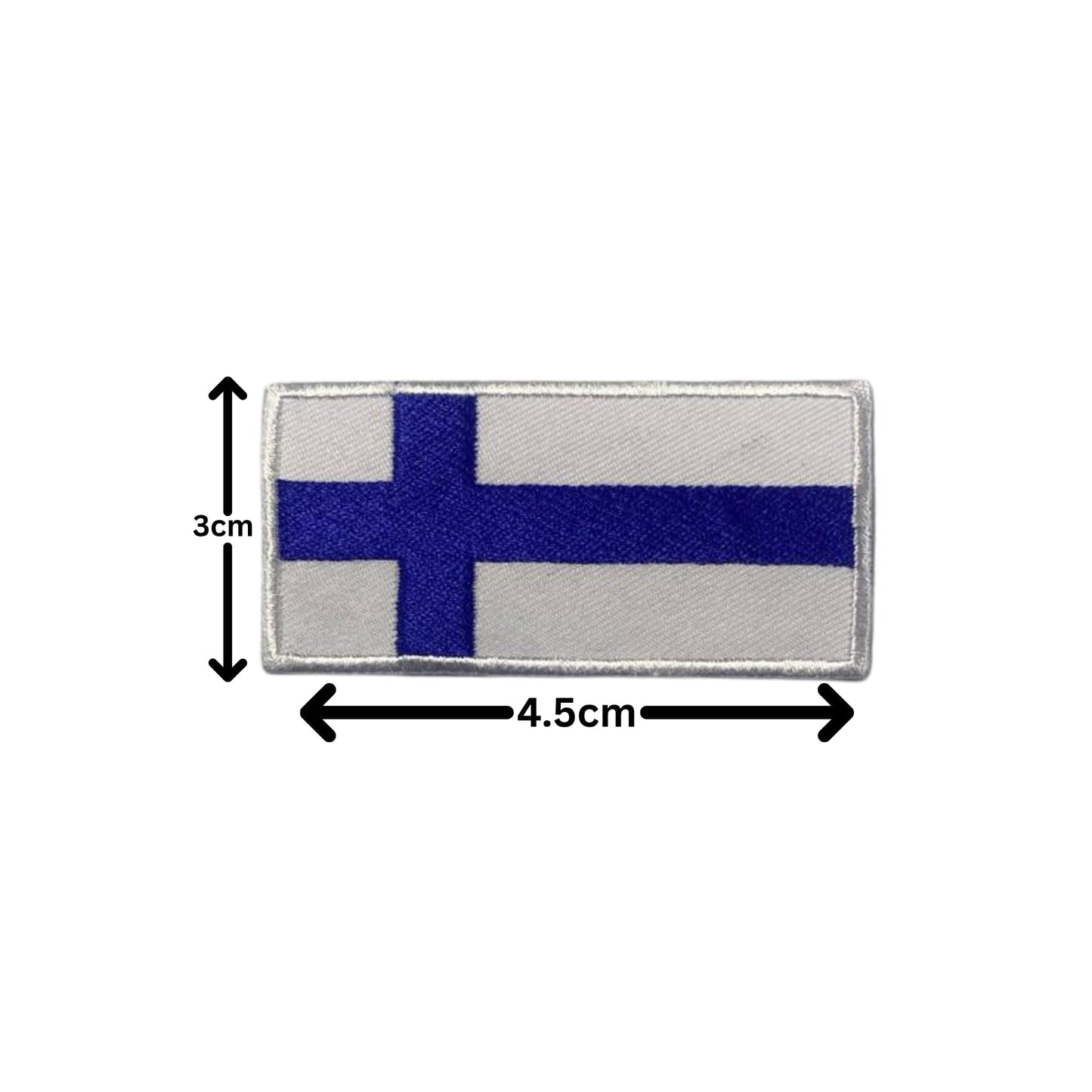 Finland Flag Embroidered Patch Set, Iron-On or Sew-On Applique Badges, Rectangle Shield Round Heart Shapes, for Jackets, Backpacks, Hats, Uniforms and Various Sizes