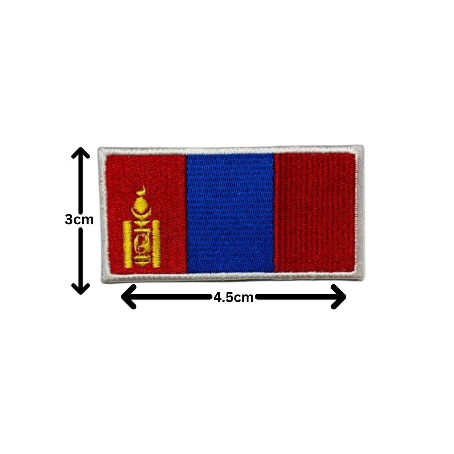Mongolia Flag Embroidered Patch Set, Iron-On or Sew-On Applique Badges, Rectangle Shield Round Heart Shapes, for Jackets, Backpacks, Hats, Uniforms and Various Sizes