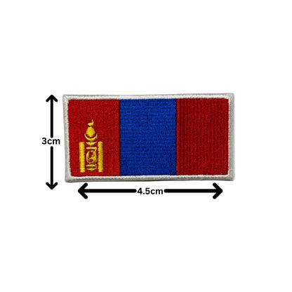 Mongolia Flag Embroidered Patch Set, Iron-On or Sew-On Applique Badges, Rectangle Shield Round Heart Shapes, for Jackets, Backpacks, Hats, Uniforms and Various Sizes