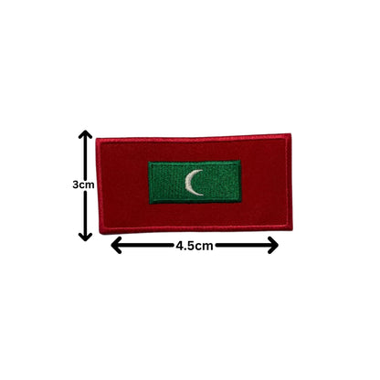 Maldives Flag Embroidered Patch Set, Iron-On or Sew-On Applique Badges, Rectangle Shield Round Heart Shapes, for Jackets, Backpacks, Hats, Uniforms and Various Sizes