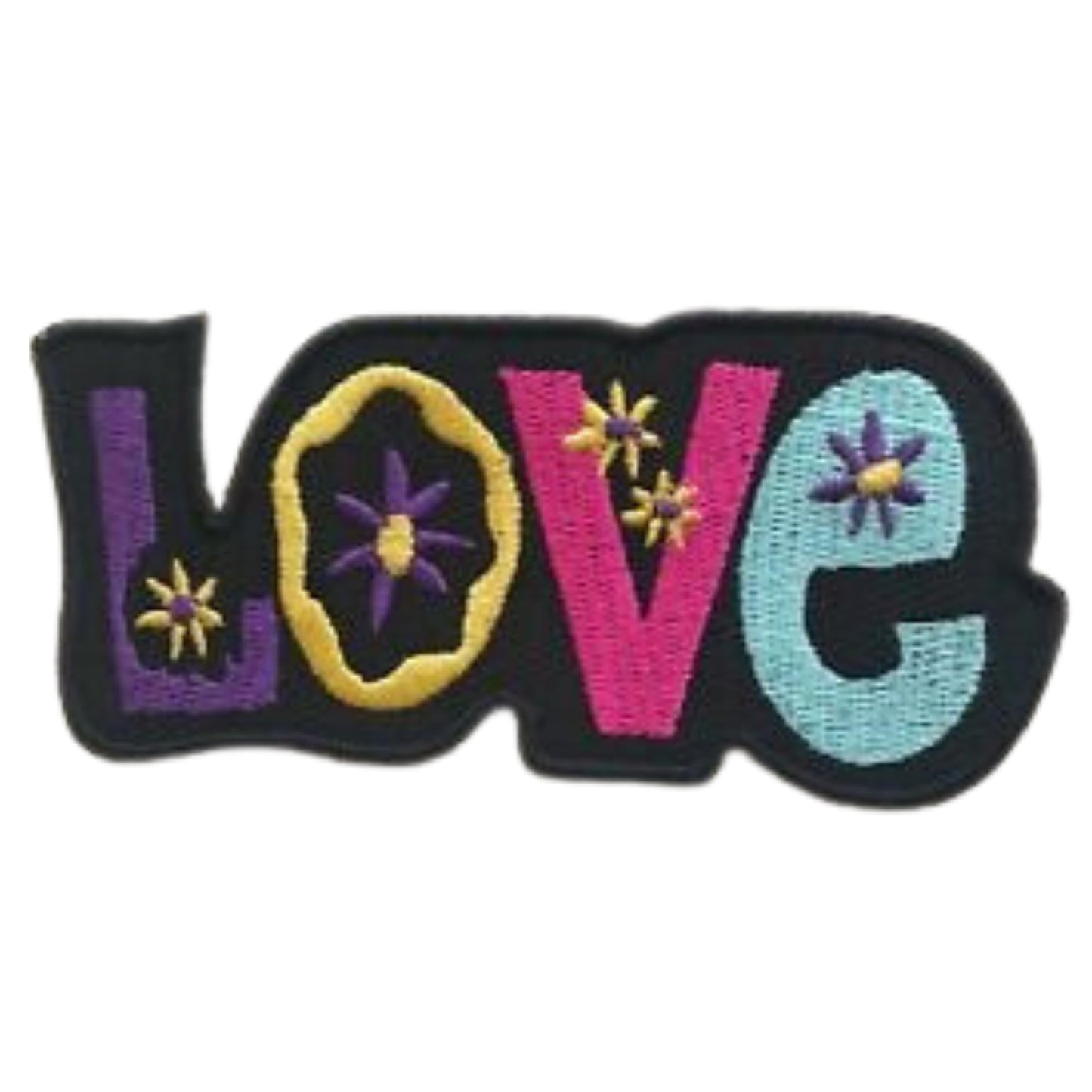 Love Colourful Flower Embroidery Iron-On Patches for Clothing Sew-On Applique for DIY Crafts Denim Jackets Jeans Backpacks
