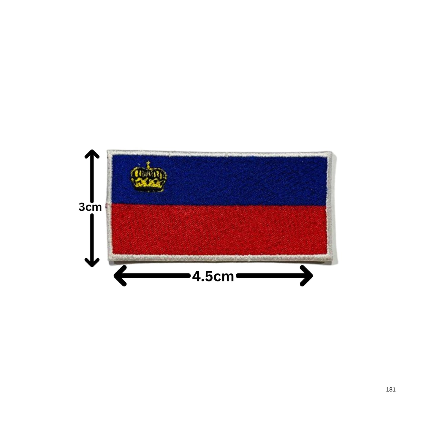 Liechtenstein Flag Embroidered Patch Set, Iron-On or Sew-On Applique Badges, Rectangle Shield Round Heart Shapes, for Jackets, Backpacks, Hats, Uniforms and Various Sizes