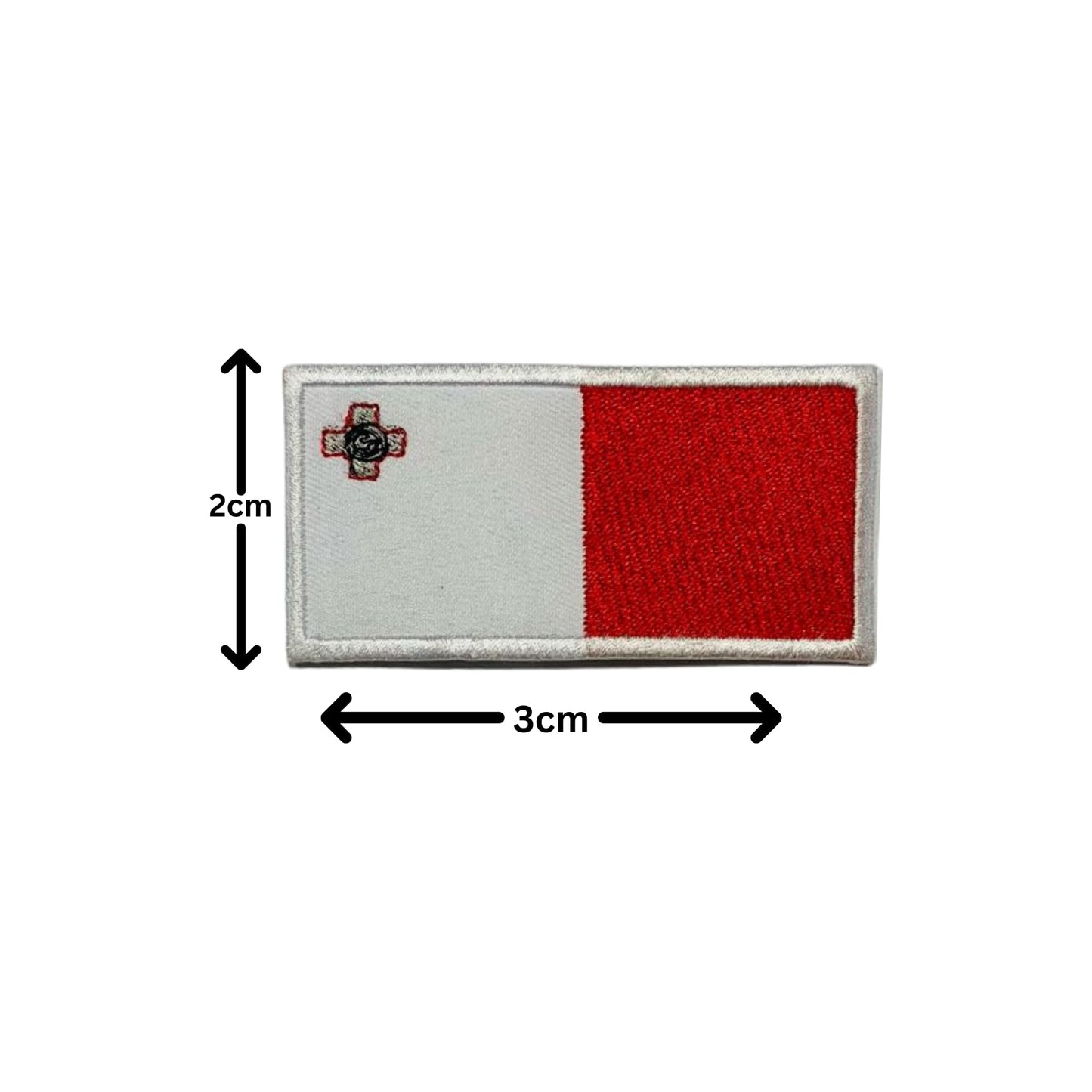 Malta Flag Embroidered Patch Set, Iron-On or Sew-On Applique Badges, Rectangle Shield Round Heart Shapes, for Jackets, Backpacks, Hats, Uniforms and Various Sizes