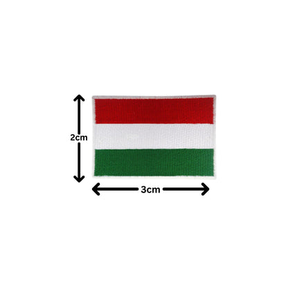 Hungary Flag Embroidered Patch Set, Iron-On or Sew-On Applique Badges, Rectangle Shield Round Heart Shapes, for Jackets, Backpacks, Hats, Uniforms and Various Sizes