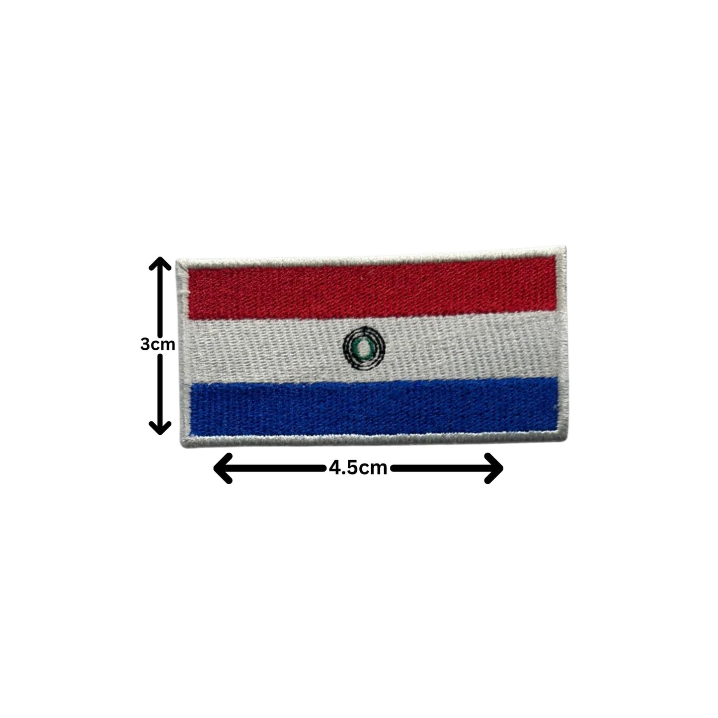 Paraguay Flag Embroidered Patches, Iron-On/Sew-On Applique, Shield, Round, Heart and Rectangle Flag Badges for Jackets, Bags, Uniforms, Various Sizes