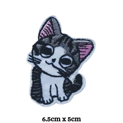 Kitty Cute Animal Embroidery Iron-On Patches for Clothing Sew-On Applique for DIY Crafts Denim Jackets Jeans Backpacks