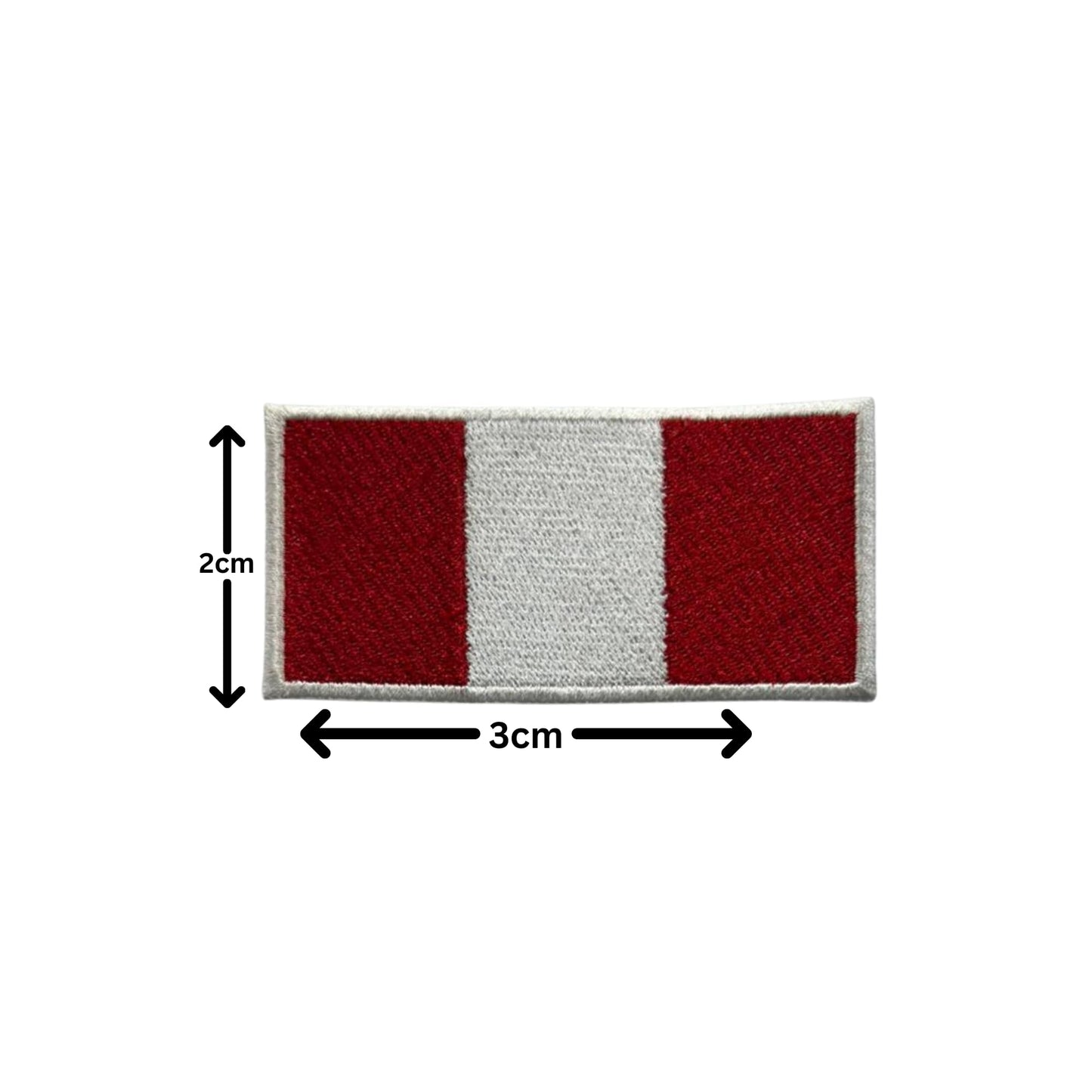 Peru Flag Embroidered Patch Set, Iron-On or Sew-On Applique Badges, Rectangle Shield Round Heart Shapes, for Jackets, Backpacks, Hats, Uniforms and Various Sizes