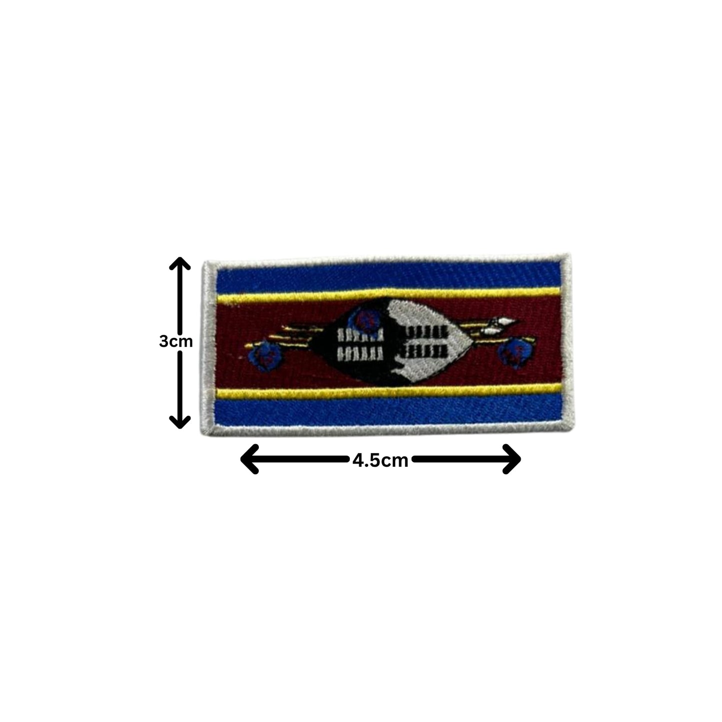 Eswatini Flag Embroidered Patch Set, Iron-On or Sew-On Applique Badges, Rectangle Shield Round Heart Shapes, for Jackets, Backpacks, Hats, Uniforms and Various Sizes