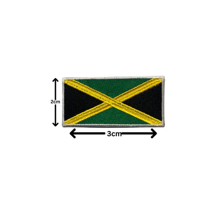 Jamaica Flag Embroidered Patch Set, Iron-On or Sew-On Applique Badges, Rectangle Shield Round Heart Shapes, for Jackets, Backpacks, Hats, Uniforms and Various Sizes