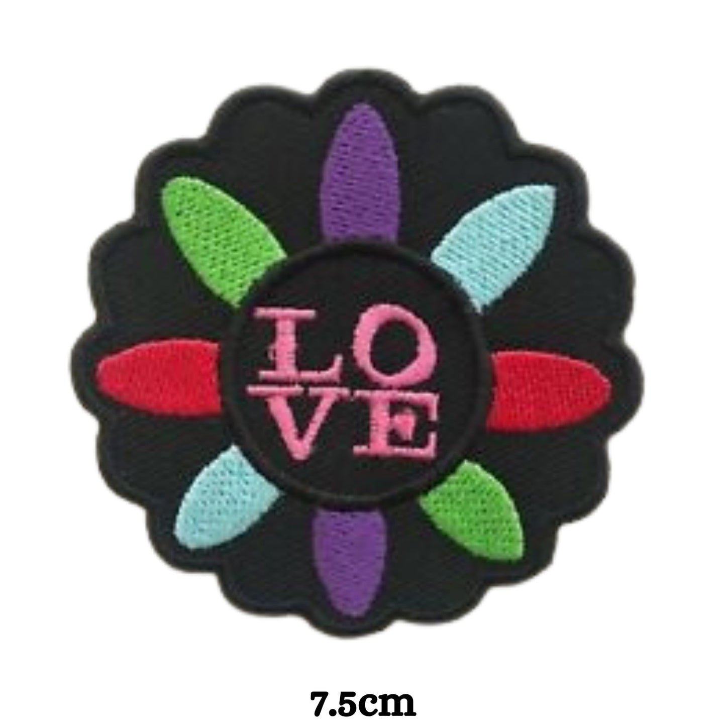 Colourful Love Flower Embroidery Iron-On Patches for Clothing Sew-On Applique for DIY Crafts Denim Jackets Jeans Backpacks