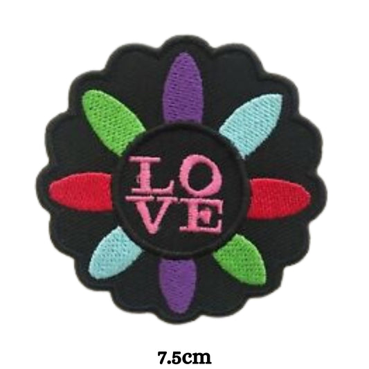 Colourful Love Flower Embroidery Iron-On Patches for Clothing Sew-On Applique for DIY Crafts Denim Jackets Jeans Backpacks