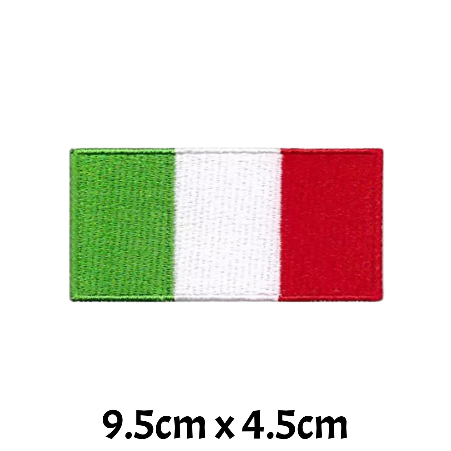 BeBuz Italy Flag Embroidered Patches, Iron-On/Sew-On Applique, Shield, Round, Heart and Rectangle Flag Badges for Jackets, Bags, Uniforms, Various Sizes