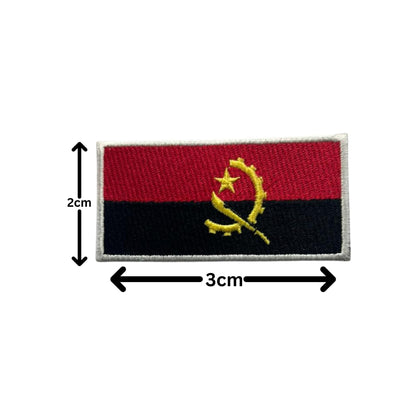Angola Flag Embroidered Patches, Iron-On/Sew-On Applique, Shield, Round, Heart and Rectangle Flag Badges for Jackets, Bags, Uniforms, Various Sizes